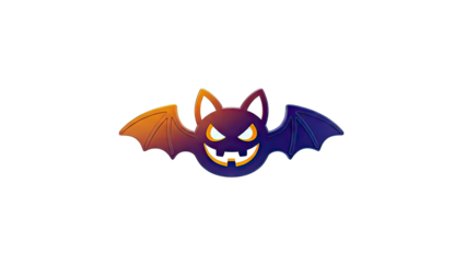 Halloween Bat Icon with Jack-o'-lantern Face