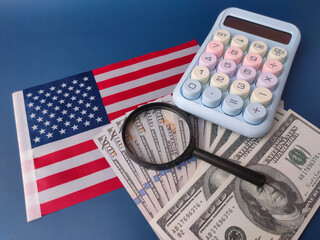 This image depicts elements commonly associated with financial analysis and planning related to the United States economy