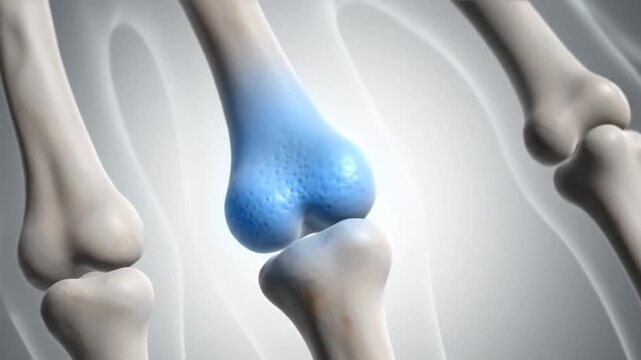 Detailed anatomical illustration of a human finger joint with a highlighted area.
