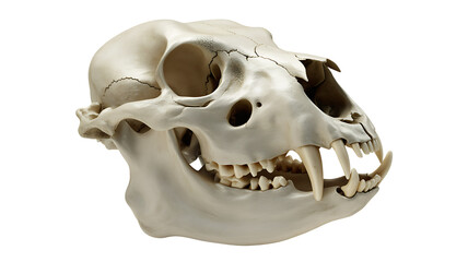 Isolated canine skull displaying anatomy features for education or science illustration use 
