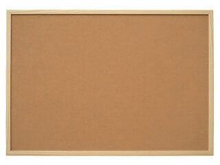Blank cork bulletin board with a light wood frame, perfect for office or home organization isolated on transparent background 

