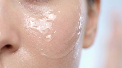 Fototapeta premium Deep Hydration Moisture Barrier On Female Face Glass Skin Look