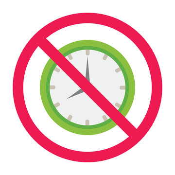 No clock sign, forbidden clock sign, forbidden time sign, no timing allowed sign, time limitation prohibited symbol