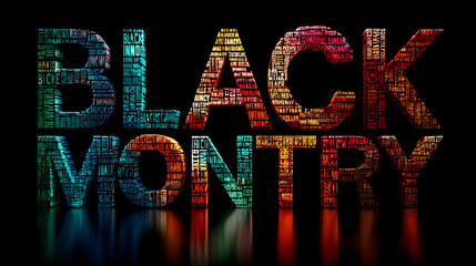black history month colorful motion graphics seamless loopable text animation on white or black background great for wishing and celebrating awareness for black history month