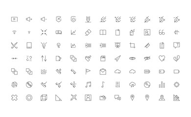 Fototapeta premium Collection of Simple Gray Icons.