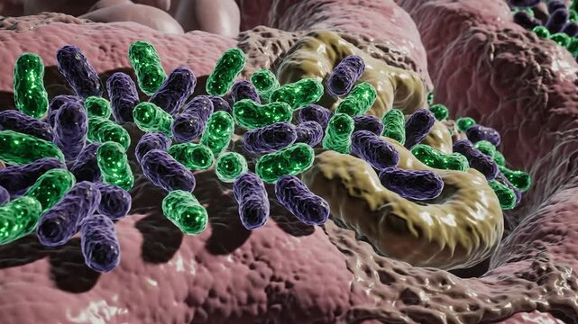 Bacteria on Cellular Surface 3D Render.