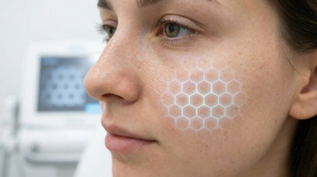 Futuristic Hexagonal Skin Barrier Protection Technology Concept
