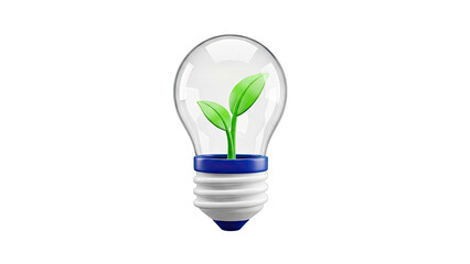 Lightbulb with Growing Plant Symbolizing Green Energy