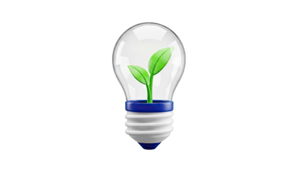 Lightbulb with Growing Plant Symbolizing Green Energy