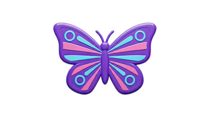 Purple 3D Butterfly with Pink and Blue Stripes