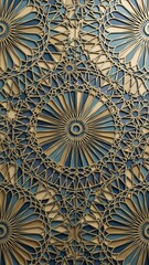 Intricate Geometric Pattern with Golden and Teal Accents, Abstract Islamic Art