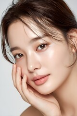 Minimal Beauty Portrait of a Woman with Glowing Smooth Skin