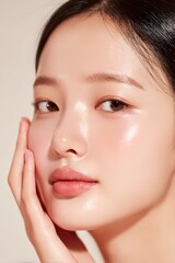 Minimal Beauty Portrait of a Woman with Glowing Smooth Skin