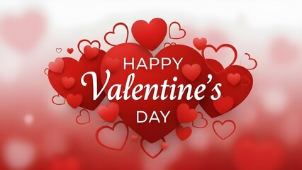 Happy valentine's day card with red hearts