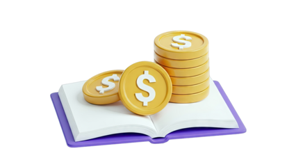Stack of Dollar Coins on Open Book