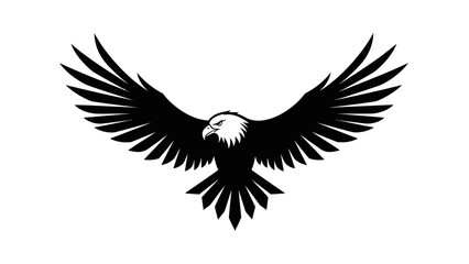 Fototapeta premium Stylized Silhouette of a Bald Eagle in Mid-Flight with Spread Wings