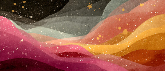 Abstract Colorful Wave Pattern with Splatter Effect on Transparent Background for Artistic and Creative Design