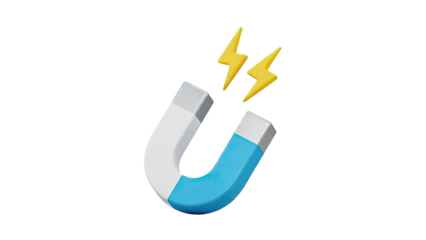 Horseshoe magnet with lightning bolts