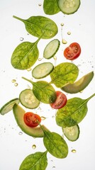 Fresh Green Vegetable Salad Ingredients Levitation Concept