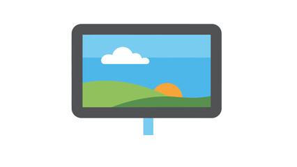 Fototapeta premium Computer Monitor Displaying Landscape Scene.