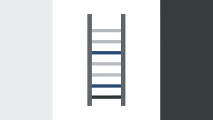 Gray Metal Ladder with Blue Rungs.