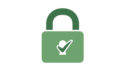 Green Padlock with Checkmark Icon Security.