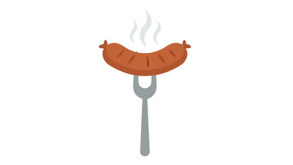 Grilled Sausage on a Fork.