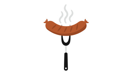 Grilled Sausage on a Fork.