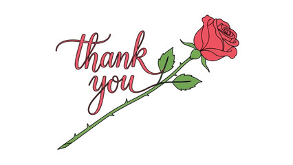Hand Drawn Rose with Thank You Text.