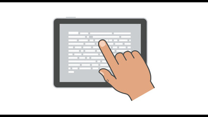 Hand Interacting with Digital Tablet Screen.