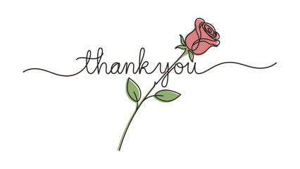 Handwritten Thank You Message with Rose.