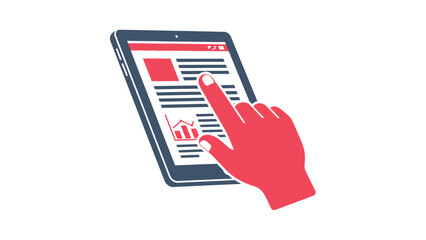 Hand Interacting with Digital Tablet Screen.