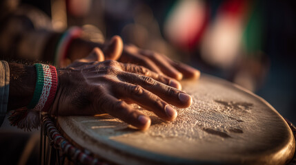 Celebrating the Anniversary of the Islamic Revolution on Iran's national day with traditional drums and cultural festivities
