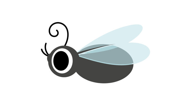 Simple black and white fly illustration.