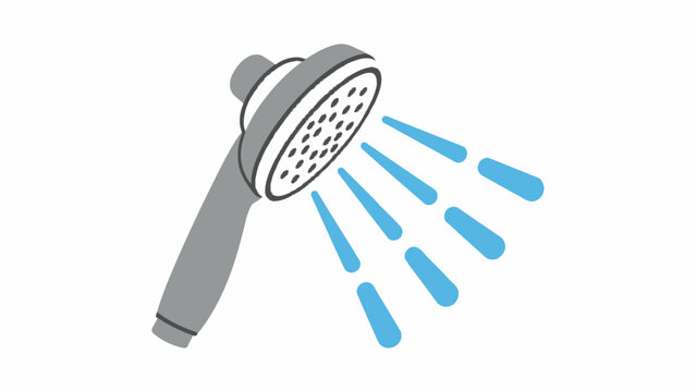 Shower Head with Water Droplets Illustration.