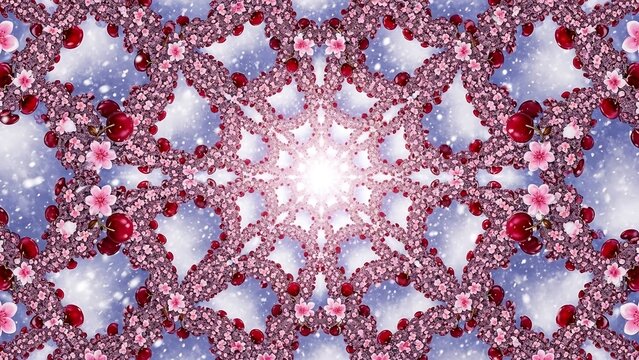 Vibrant Pink and Red Kaleidoscope Pattern. - Powered by Adobe