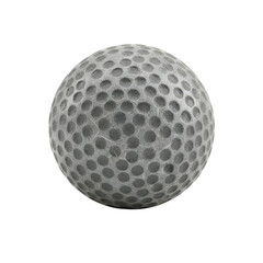 Gray golf ball with dimples on white background, isolated sports equipment