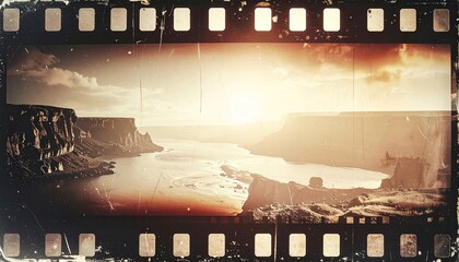 Old film strip with faded background and scratches