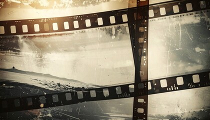 Old film strip with faded background and scratches