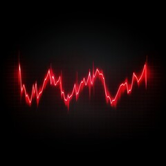 Fluorescent Red Waveform on Dark Background Visualizing Data and Electronic Signals