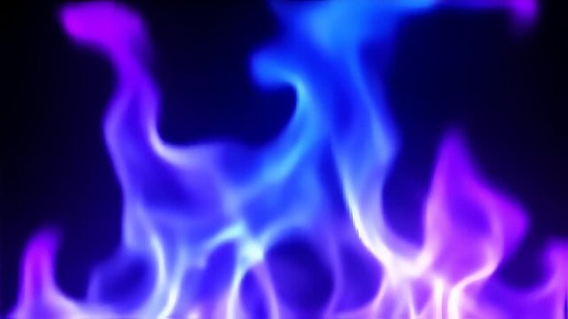 Dynamic and Colorful Abstract Flames in Blue and Purple Hues with Ethereal Glow and Flowing Patterns. Seamless looping 4k video background 