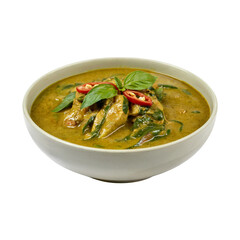 Bowl of Thai Green Curry Dish with Transparent Background