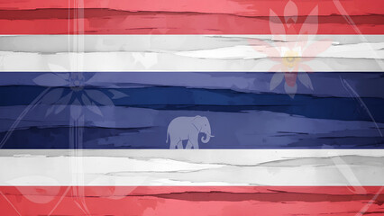 Artistic reinterpretation of the Thailand flag using layered horizontal rhythms, soft gradients, painterly textures, modern illustrative style, symbolic abstraction, non-realistic digital artwork.