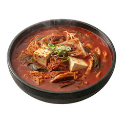 Kimchi Stew with Tofu in a Bowl on a Transparent Background