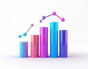 Generated iVibrant 3D bar chart with rising graph linesmage