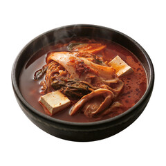 Kimchi Jjigae Soup with Tofu in Bowl on a Transparent Background