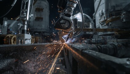 Robotic Arm Welding Sparks