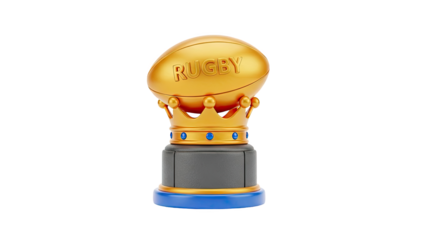 Golden Rugby Trophy with Crown Emblem