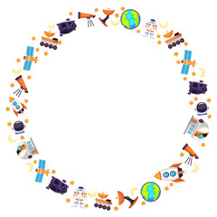 decoration and ornament astronaut theme astronaut equipment circle border