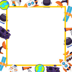 decoration and ornament astronaut theme astronaut equipment outer frame square with square border © Nugroho